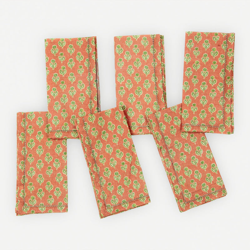 Viola Terracotta Cotton Table Napkins-Set of 6