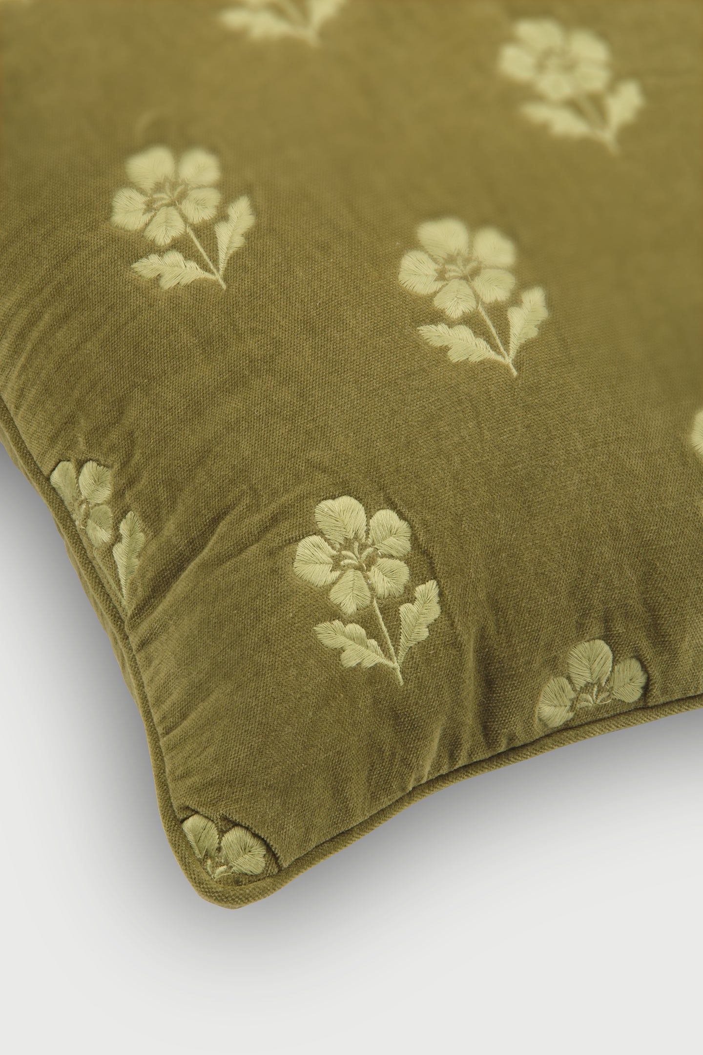 Lucia Forest Green Embroidered Velvet Cushion Cover