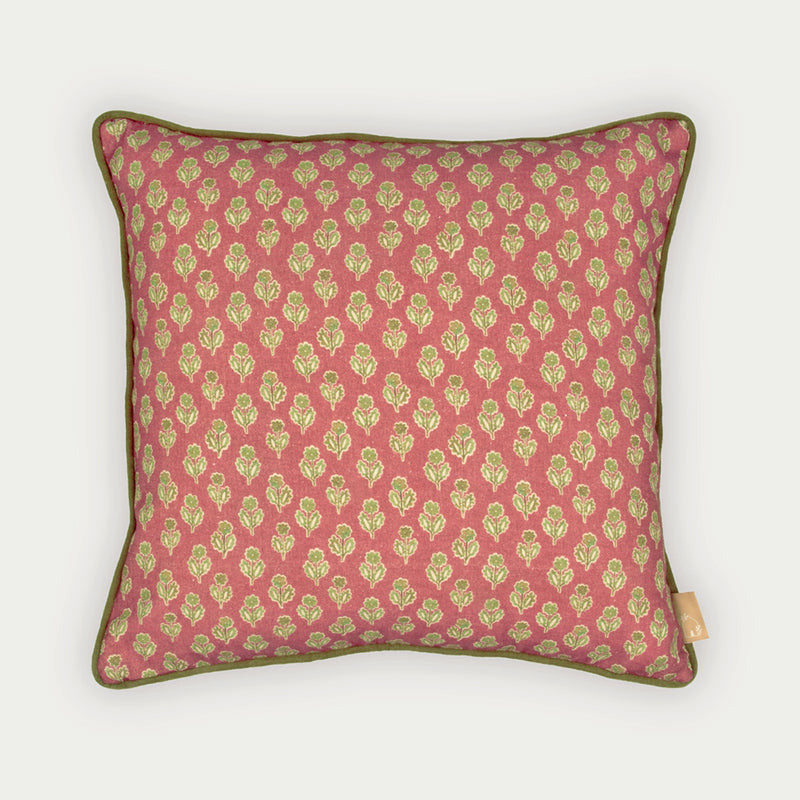 Viola Carmine Cotton Cushion Cover