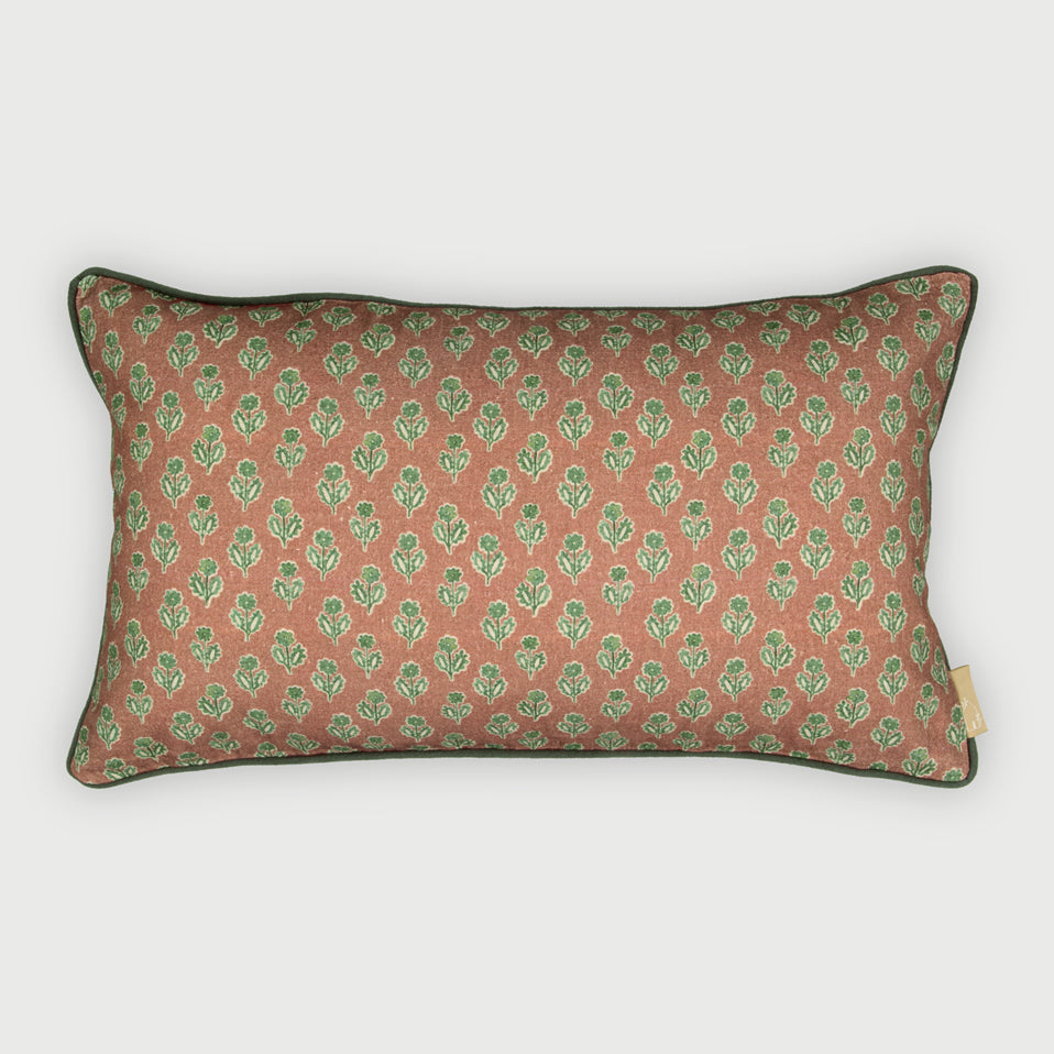 Viola Terracotta Cotton Oblong Cushion Cover