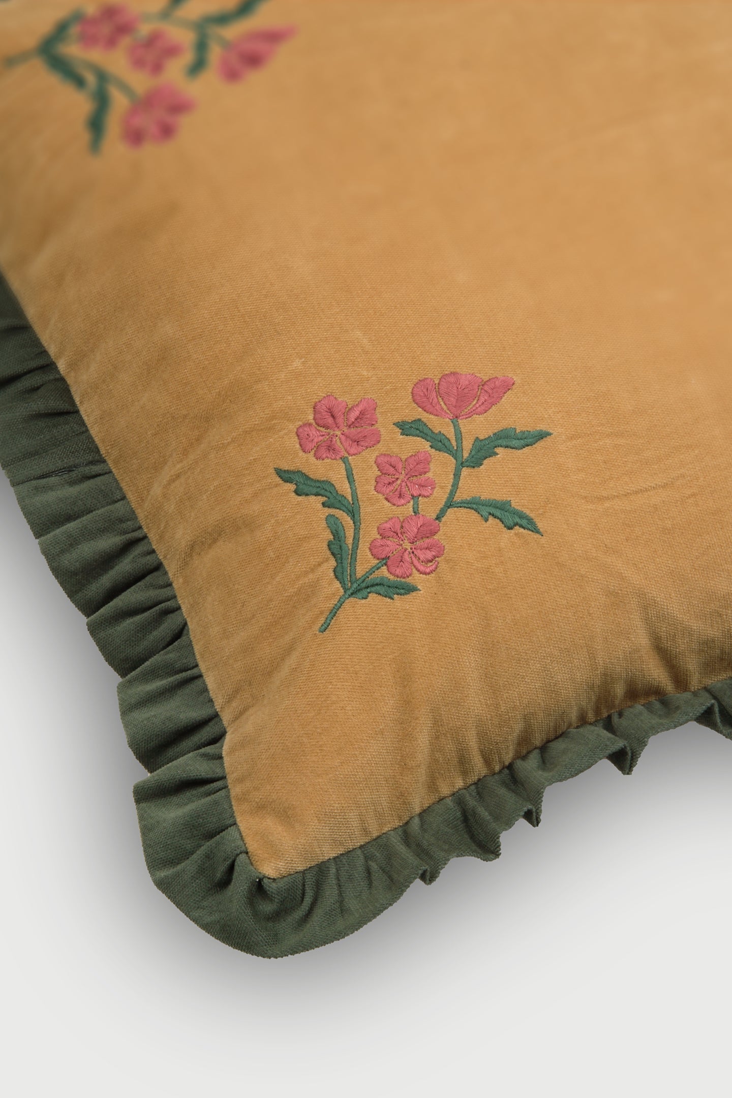 Sienna Amber Embroidered Velvet Cushion Cover