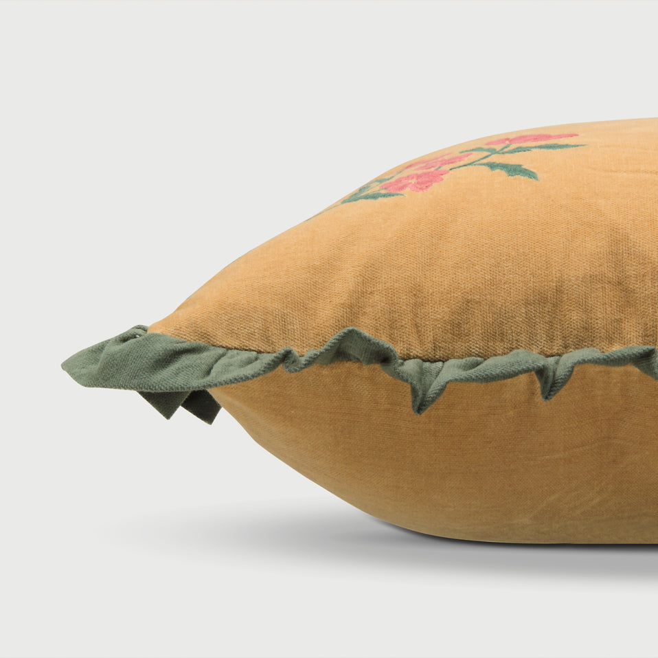 Sienna Amber Embroidered Velvet Cushion Cover