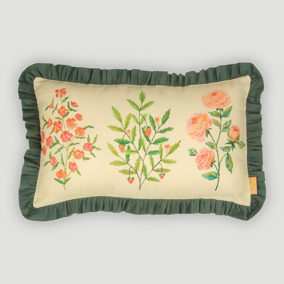 Fiora Ivory Linen Oblong Cushion Cover