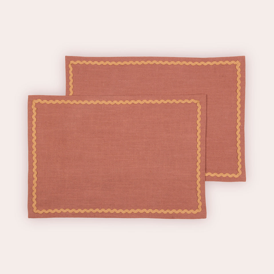 Clara Dusty Rose Cotton Table Mats-Set of 2