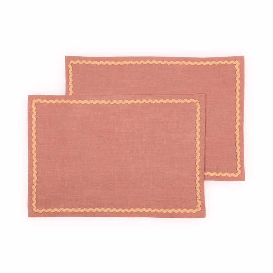 Clara Dusty Rose Cotton Table Mats-Set of 2