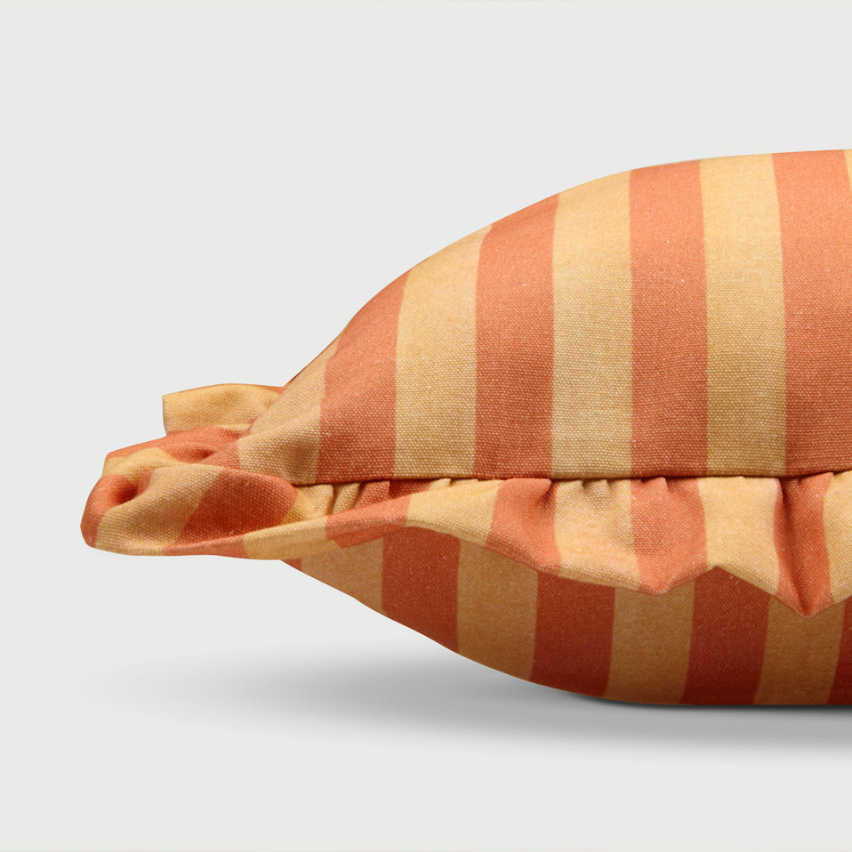 Linea Ruffle Amber Cotton Oblong Cushion Cover