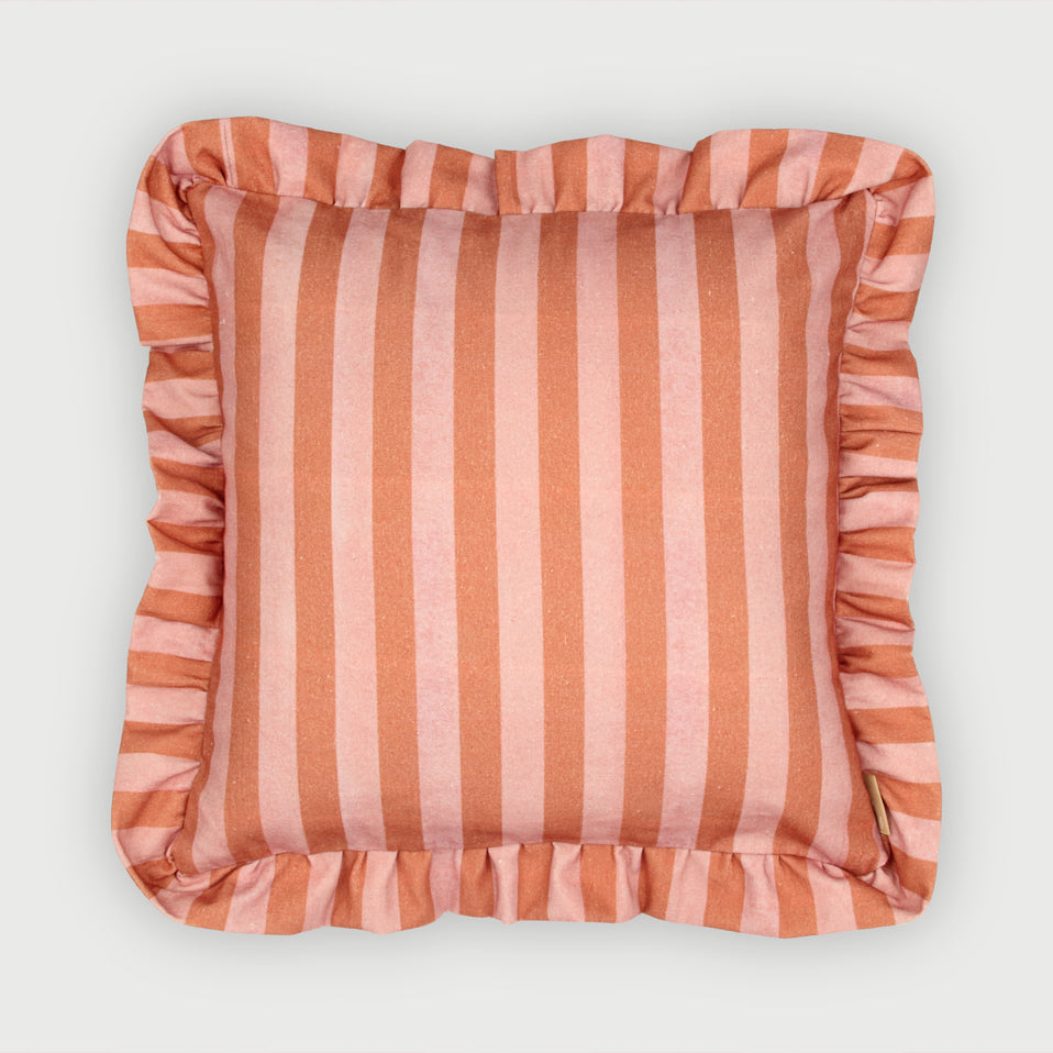 Linea Ruffle Dusty Rose Cotton Cushion Cover