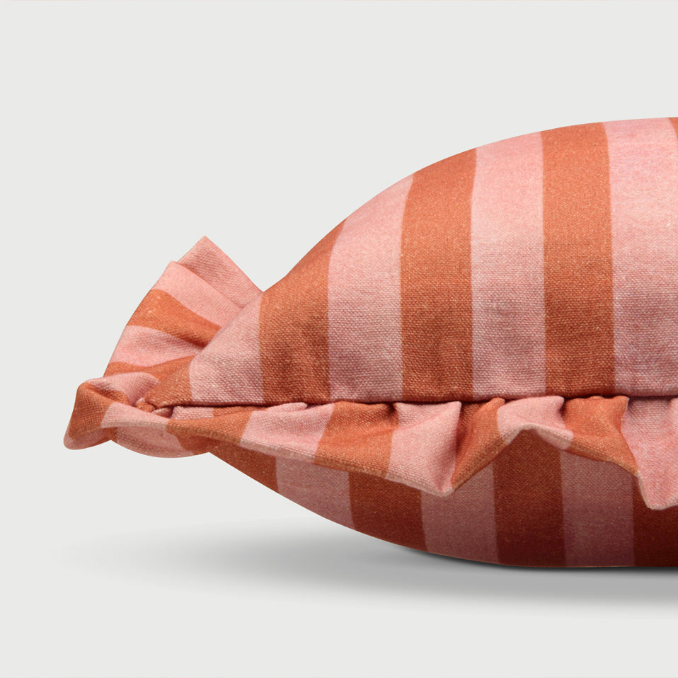 Linea Ruffle Dusty Rose Cotton Cushion Cover