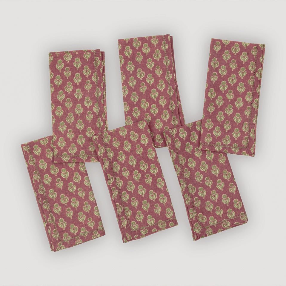 Viola Carmine Cotton Table Napkins-Set of 6