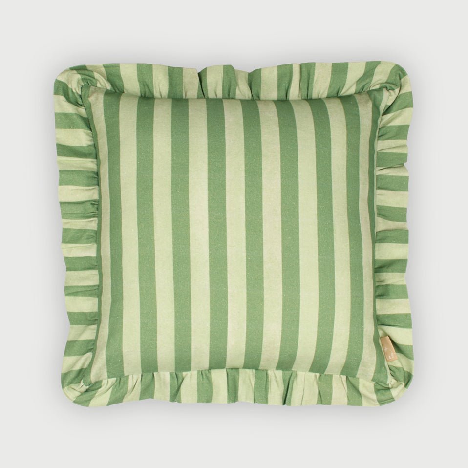 Linea Ruffle Forest Green Cotton Cushion Cover