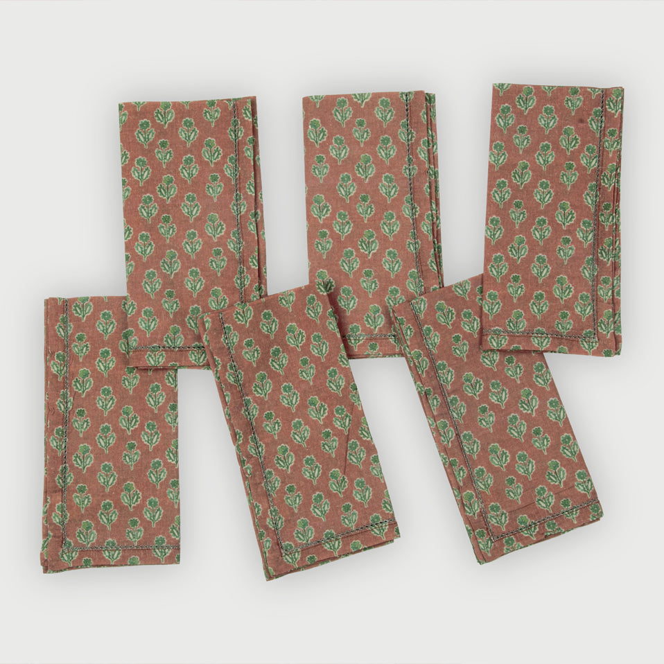 Viola Terracotta Cotton Table Napkins-Set of 6