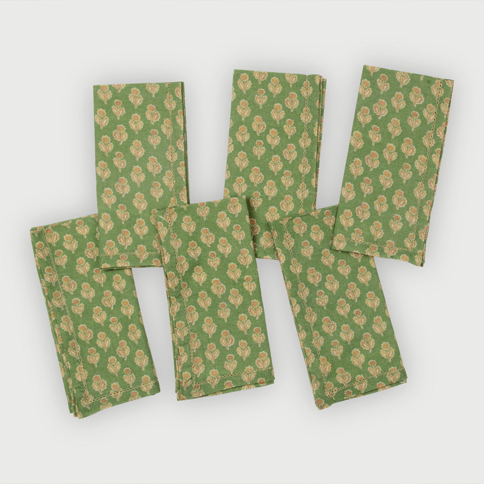 Viola Forest Green Cotton Table Napkins-Set of 6