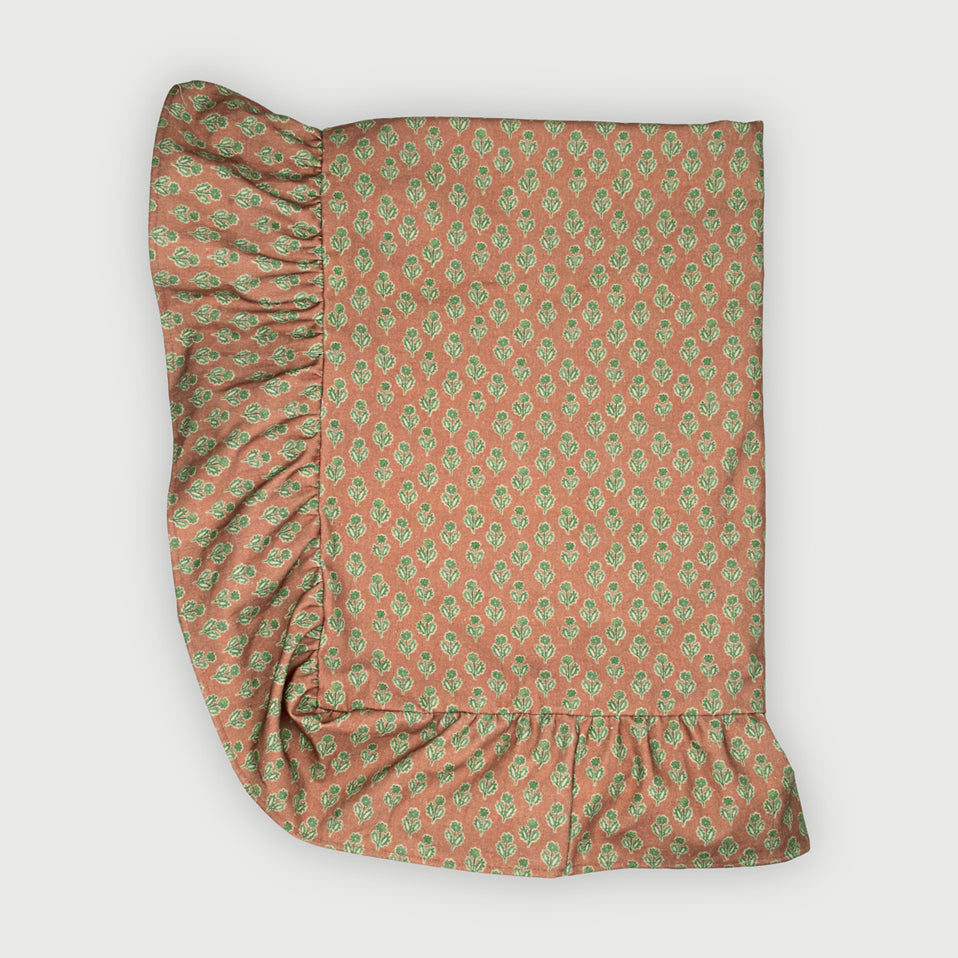 Viola Ruffle Terracotta Cotton Table Cover