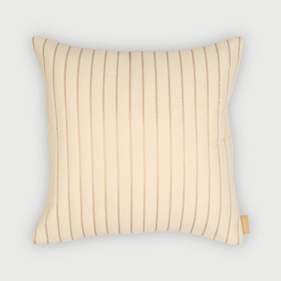 Eden Striped Ivory Velvet Cushion Cover