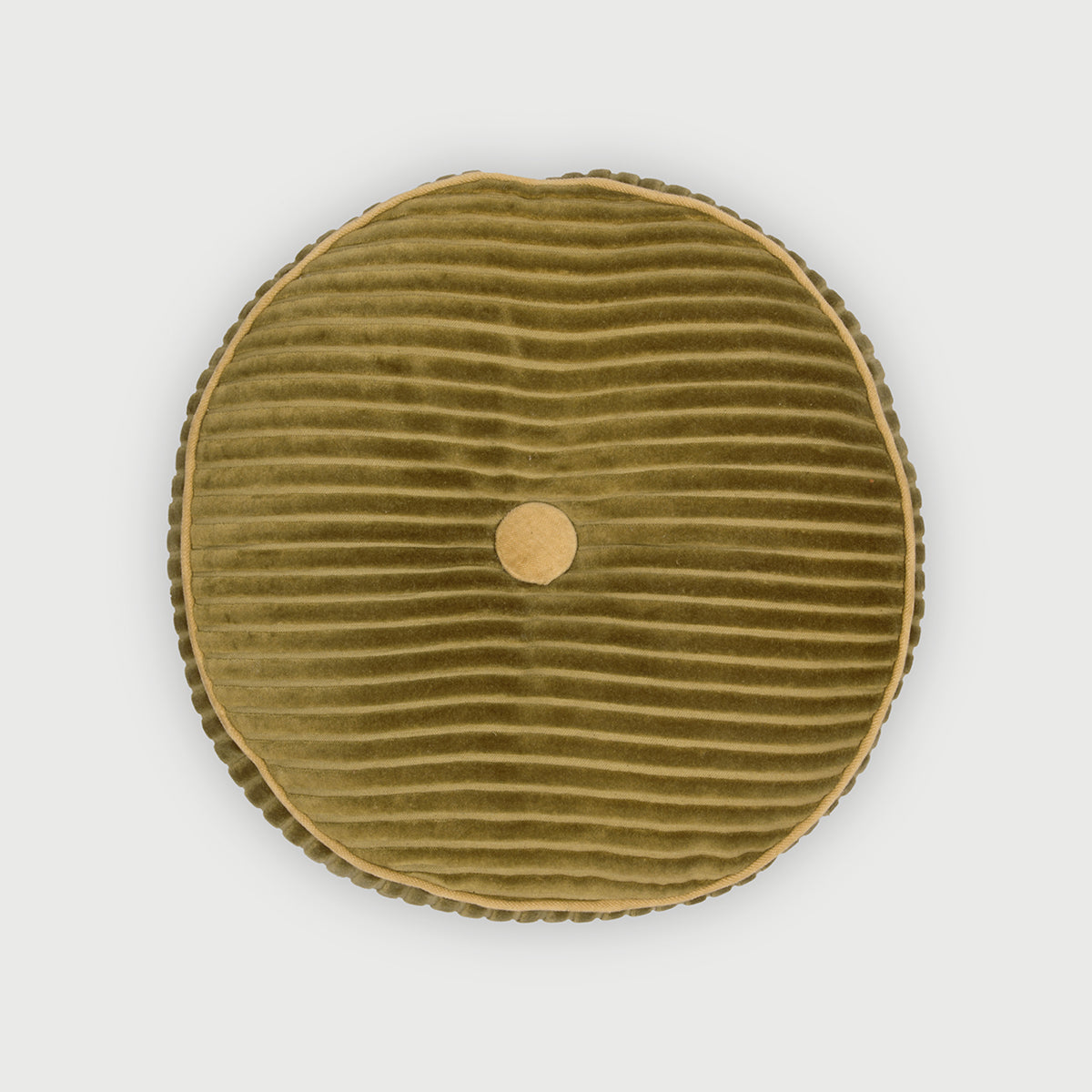 Luna Olive Velvet Round Cushion