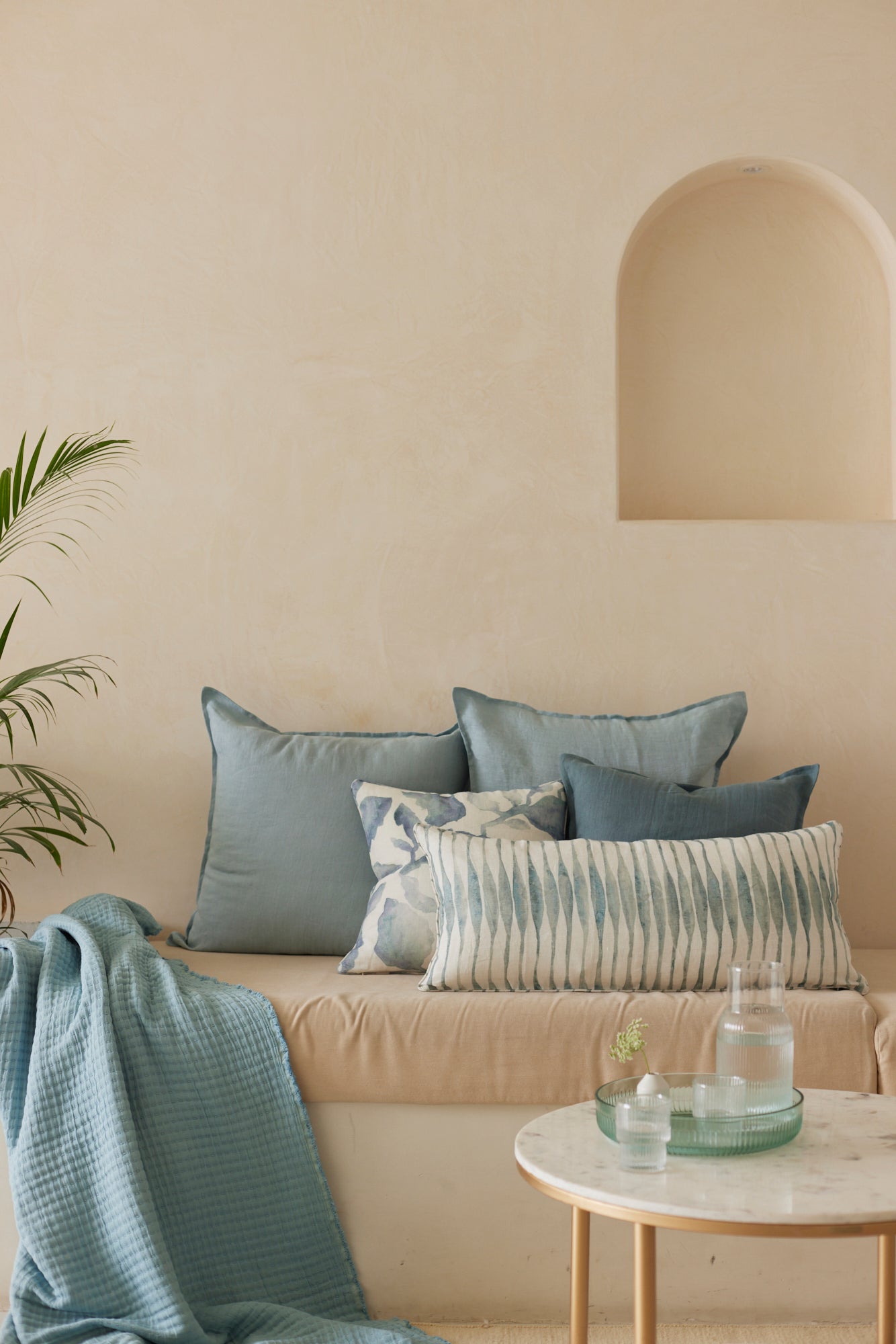 Baby Blue Linen Cushion Cover