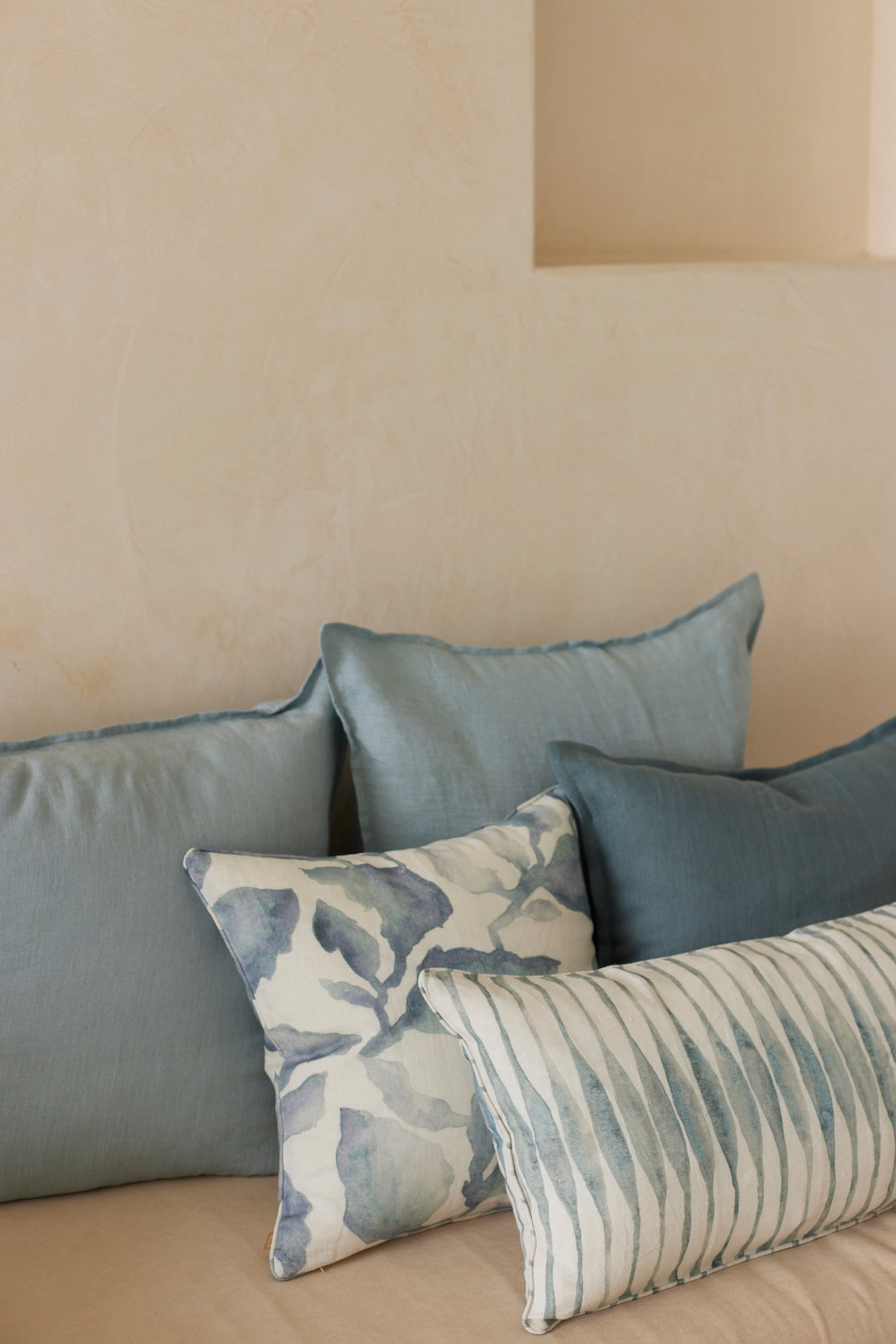 Baby Blue Linen Cushion Cover
