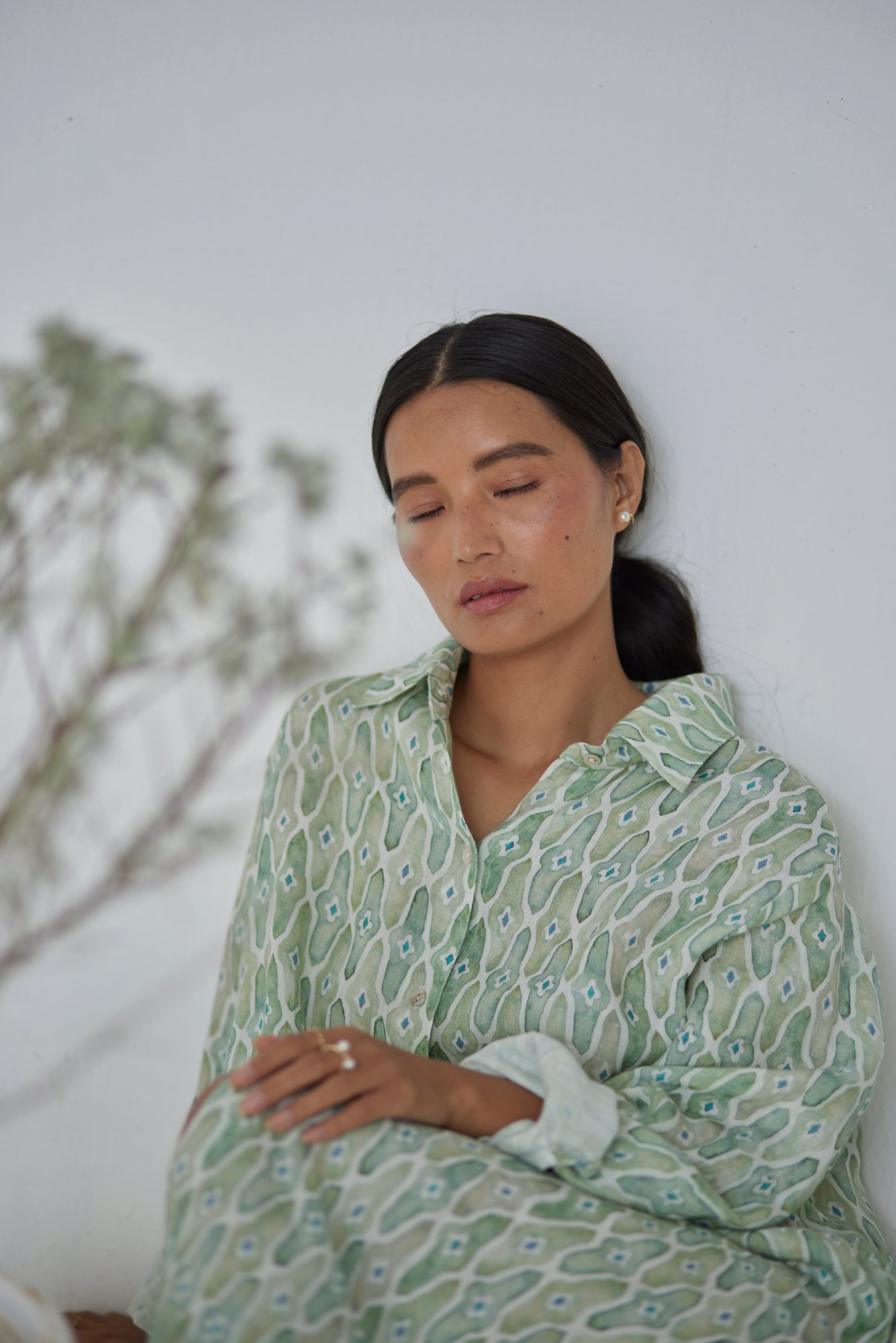 Magnolia Mosaic Green Shirt Dress