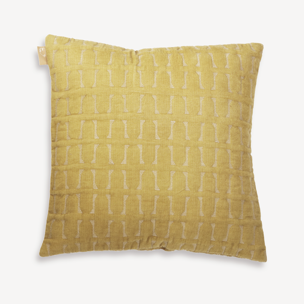 Twig Ochre Embroidered Cushion Cover