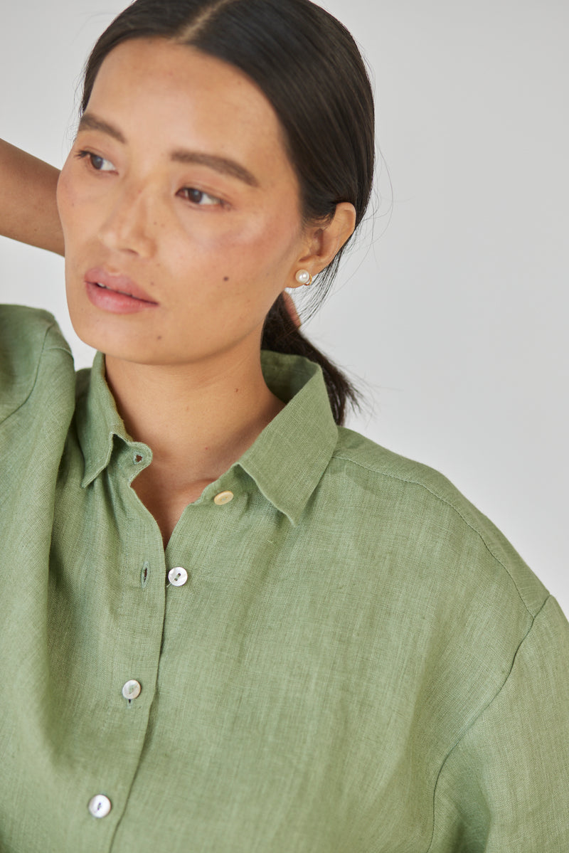 Oasis Linen Green Shirt