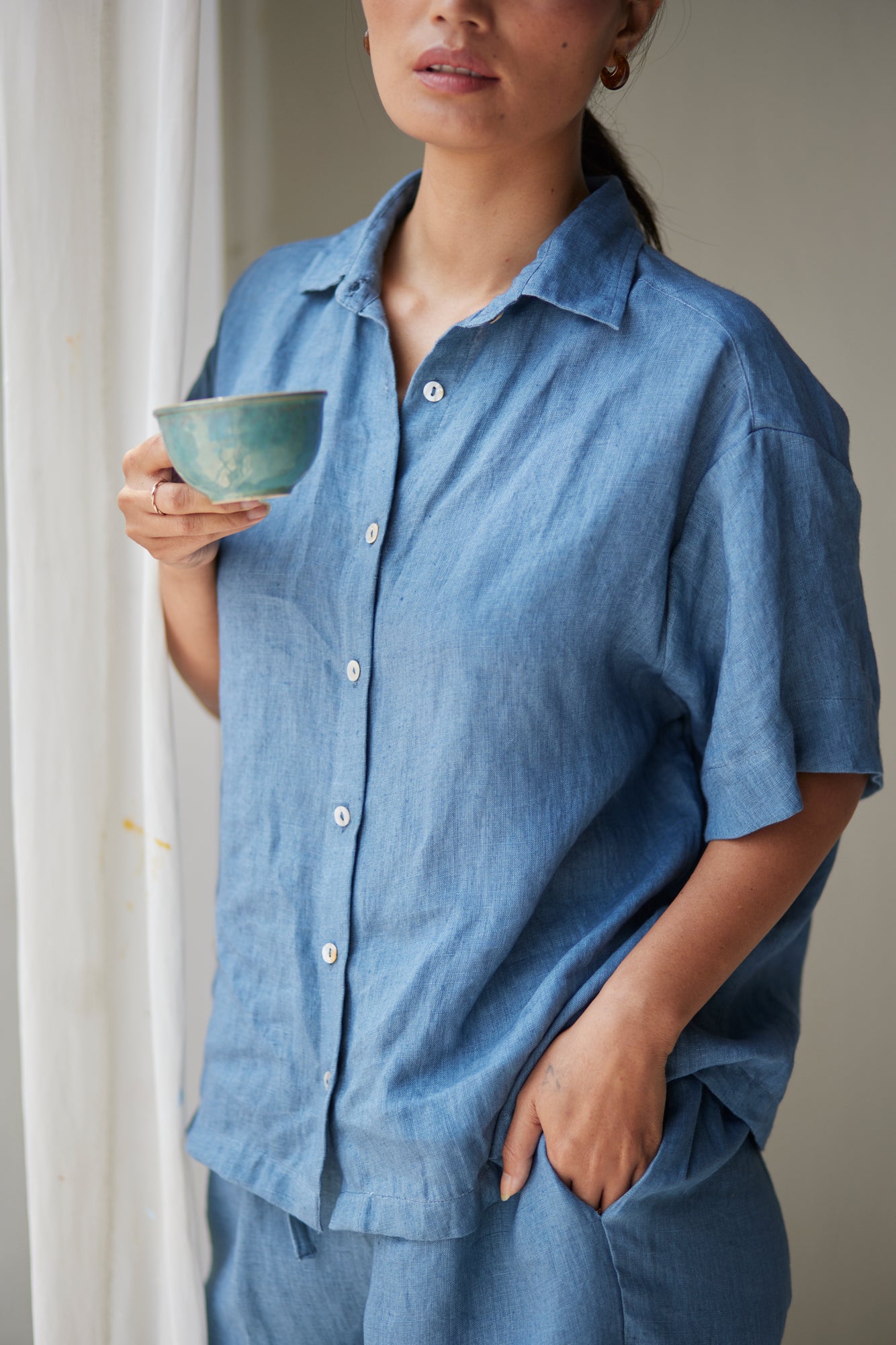 Oasis Linen Blue Shirt
