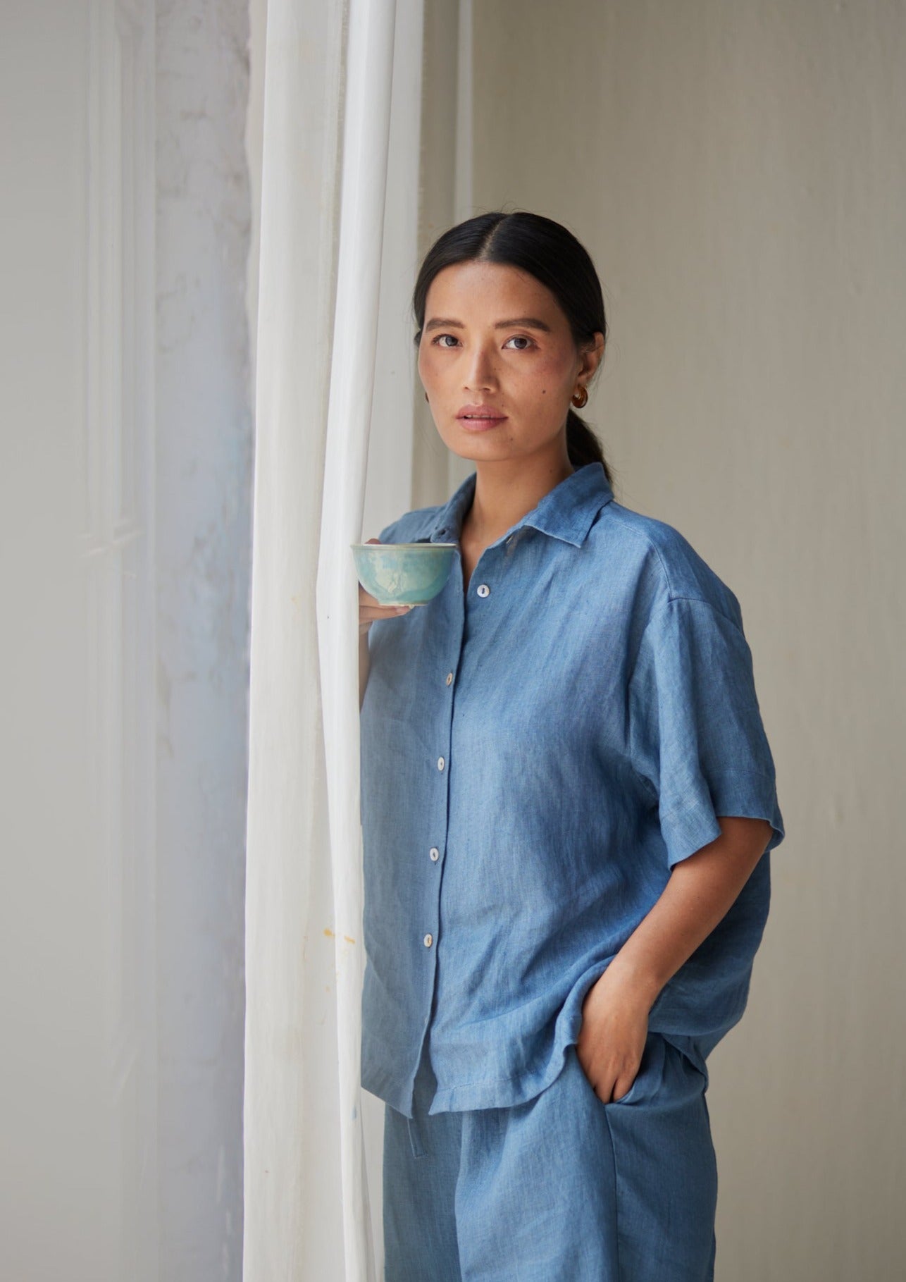 Oasis Linen Blue Shirt
