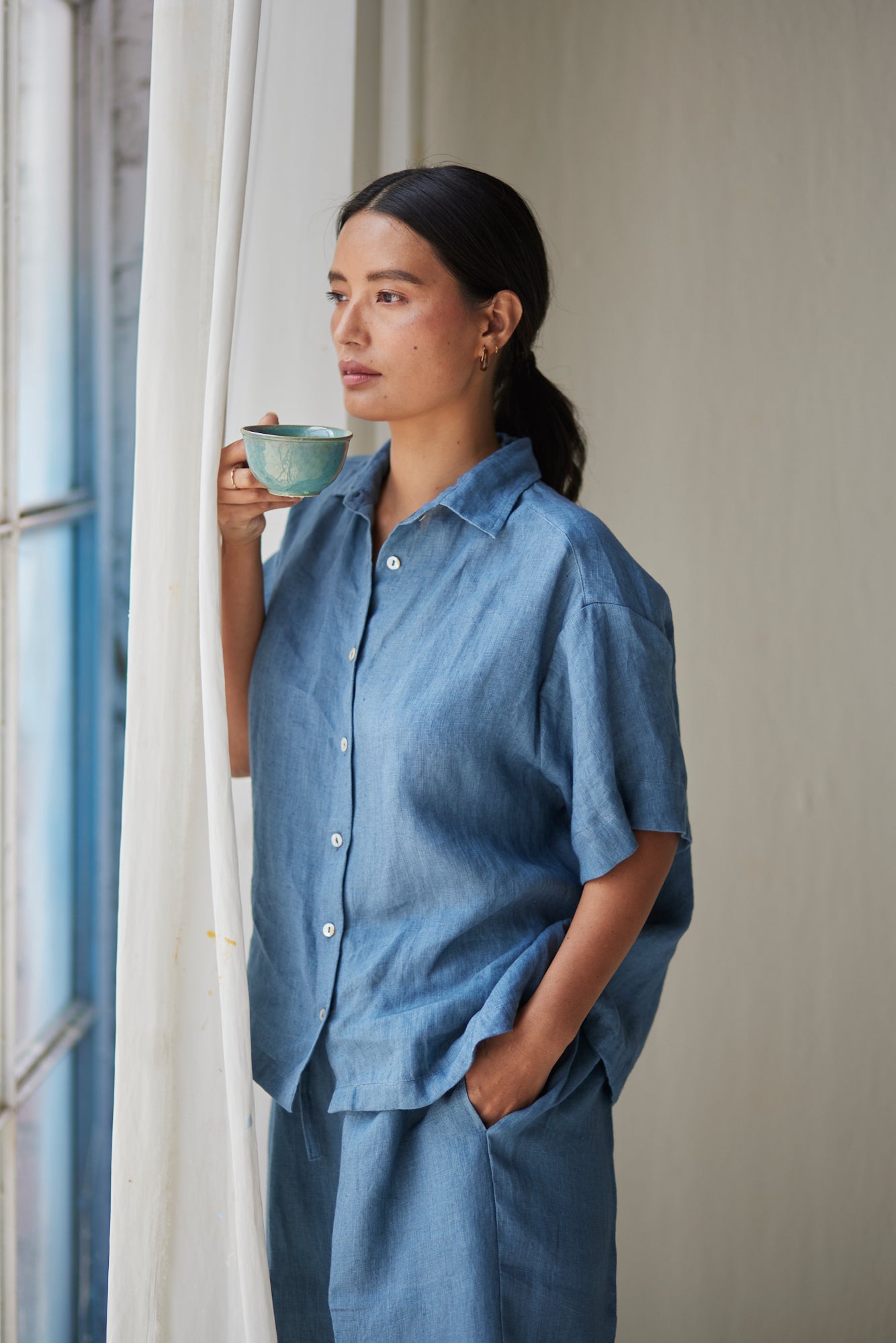 Oasis Linen Blue Shirt