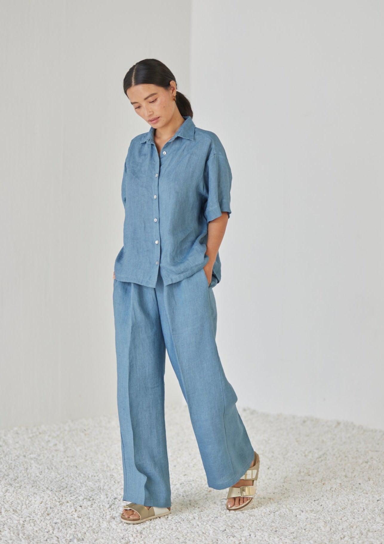 Oasis Linen Blue Shirt