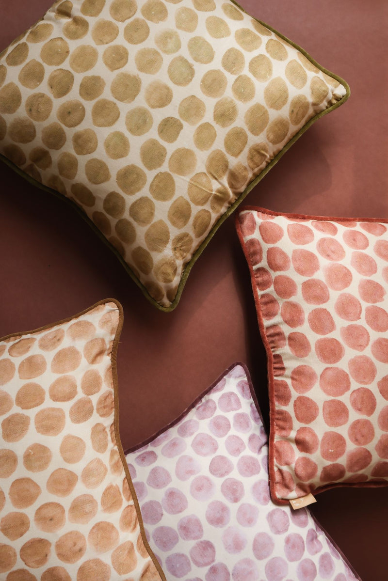 Polka Dot Rhubarb Velvet Cushion Cover