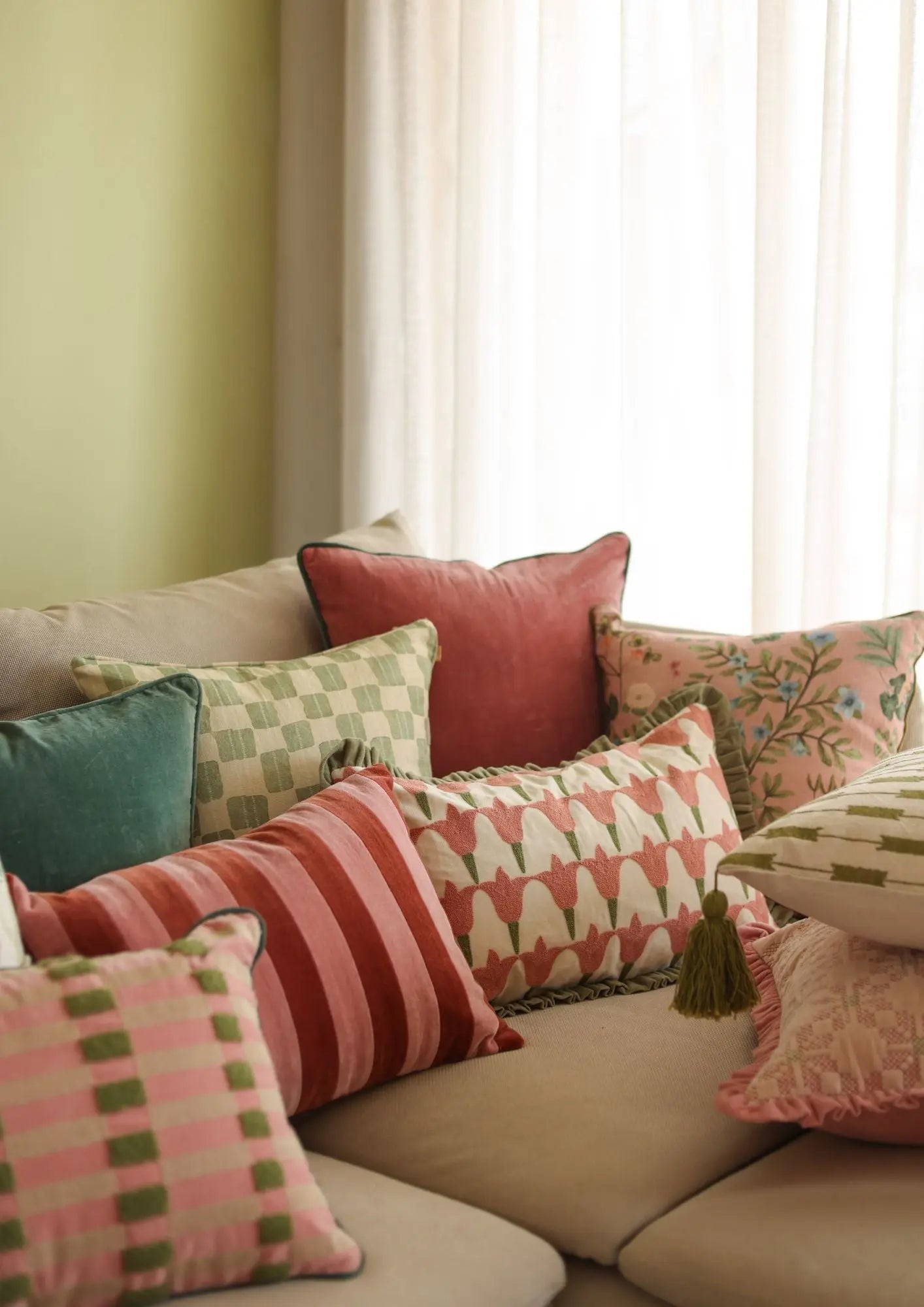 Holly Rhubarb Striped Oblong Cushion Cover SanctuaryLiving