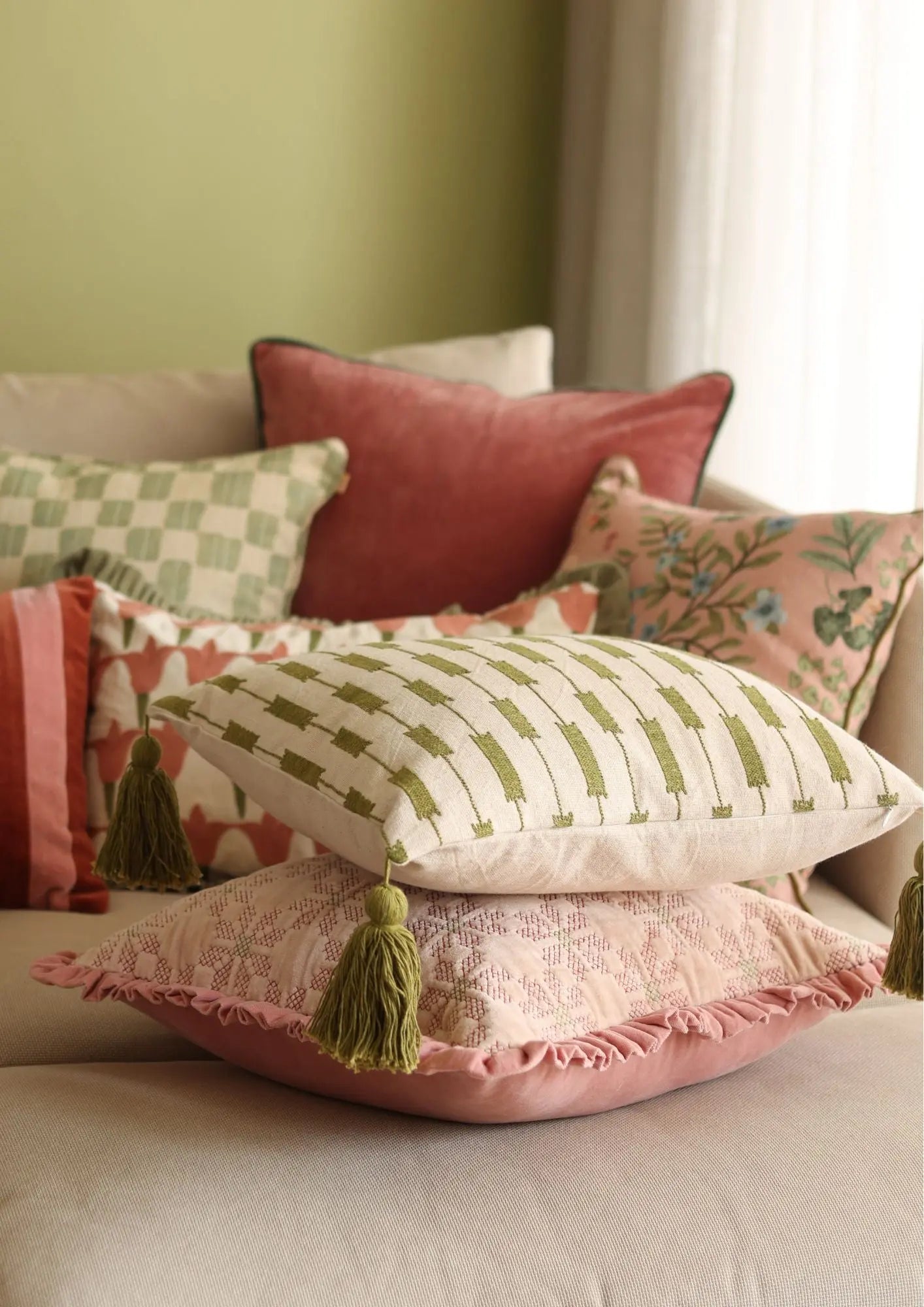 Iris Olive Cushion Cover SanctuaryLiving