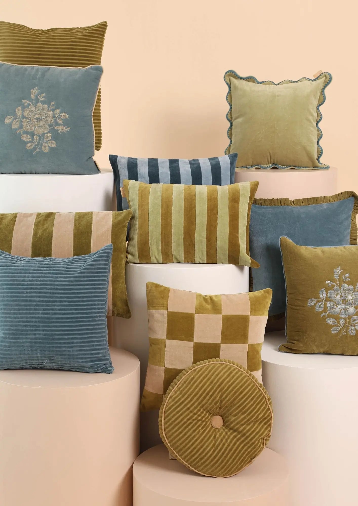 Fig Olive Velvet Cushion Cover SanctuaryLiving