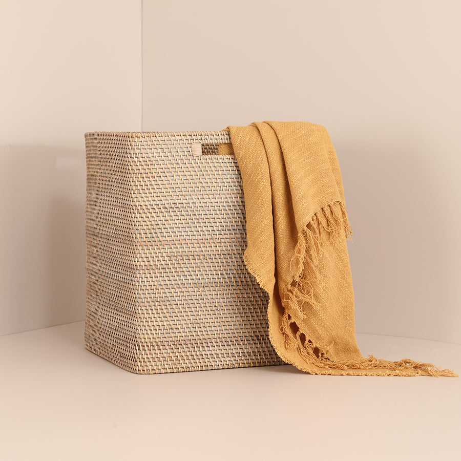 Boston Handwoven Rattan Basket-Grey