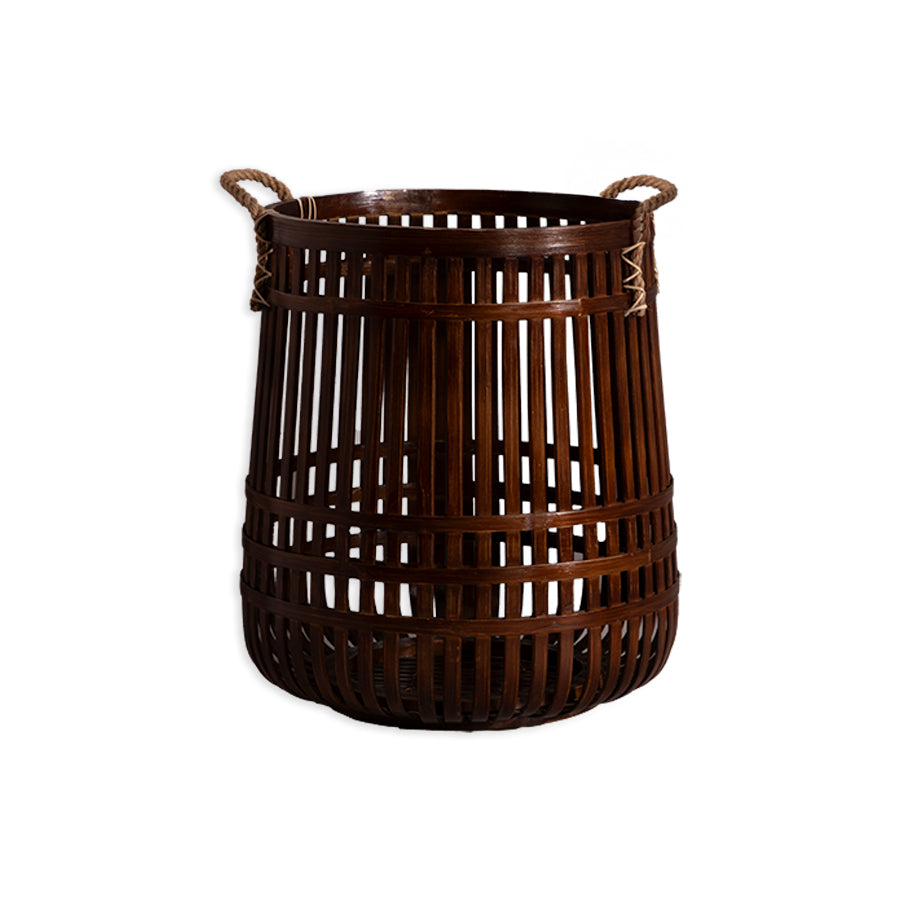 Quito Handwoven Bamboo Basket-Mahogany