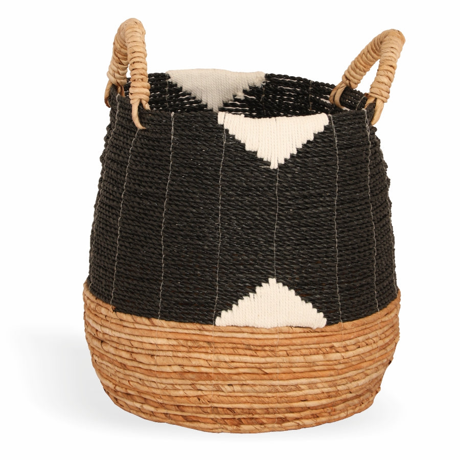 Sirsa Handwoven Seagrass Basket-Black