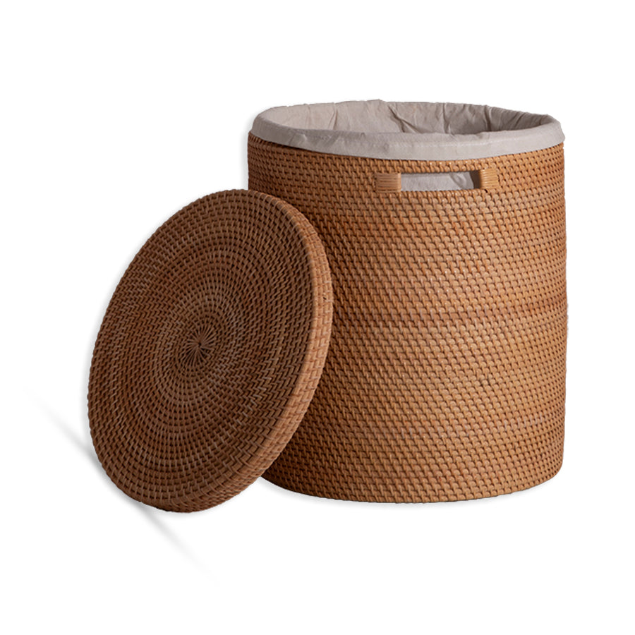 Turin Handwoven Rattan Basket With Lining-Natural