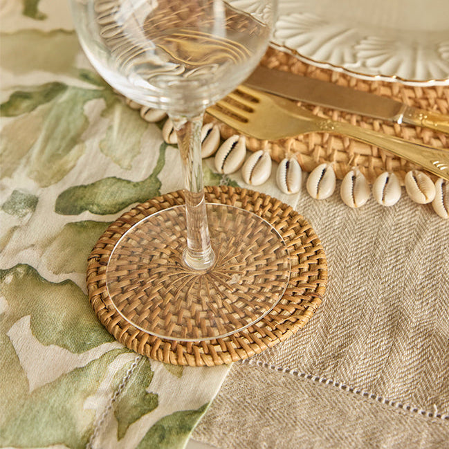 Lishi Handwoven Rattan Coasters-Natural-Set Of 4