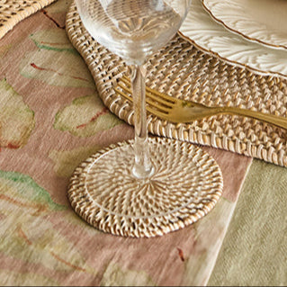 Lishi Handwoven Rattan Coasters-White-Set Of 4