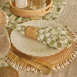 Mandala Handwoven Rattan Napkin Rings-Natural-Set Of 4