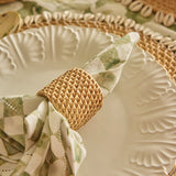 Mandala Handwoven Rattan Napkin Rings-Natural-Set Of 4