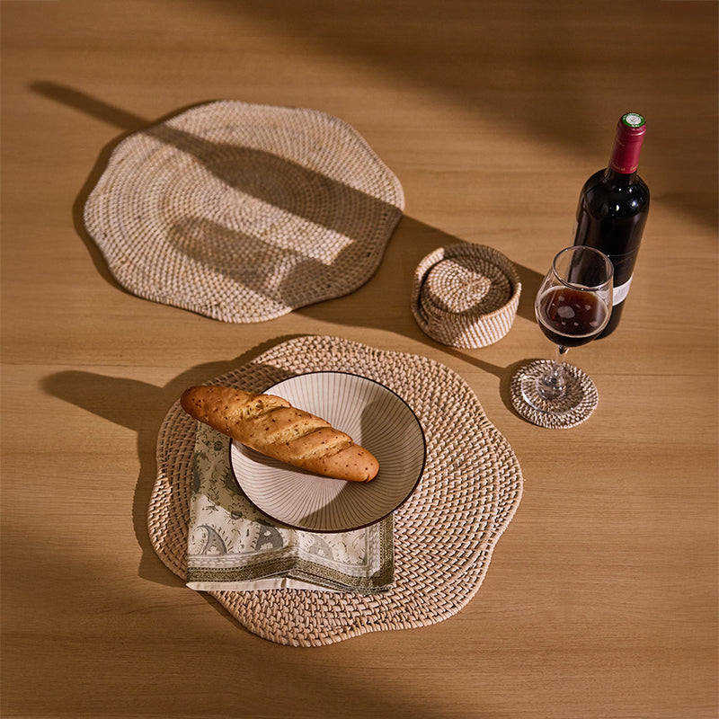 Ferrara Handwoven Rattan Star Placemat-Natural