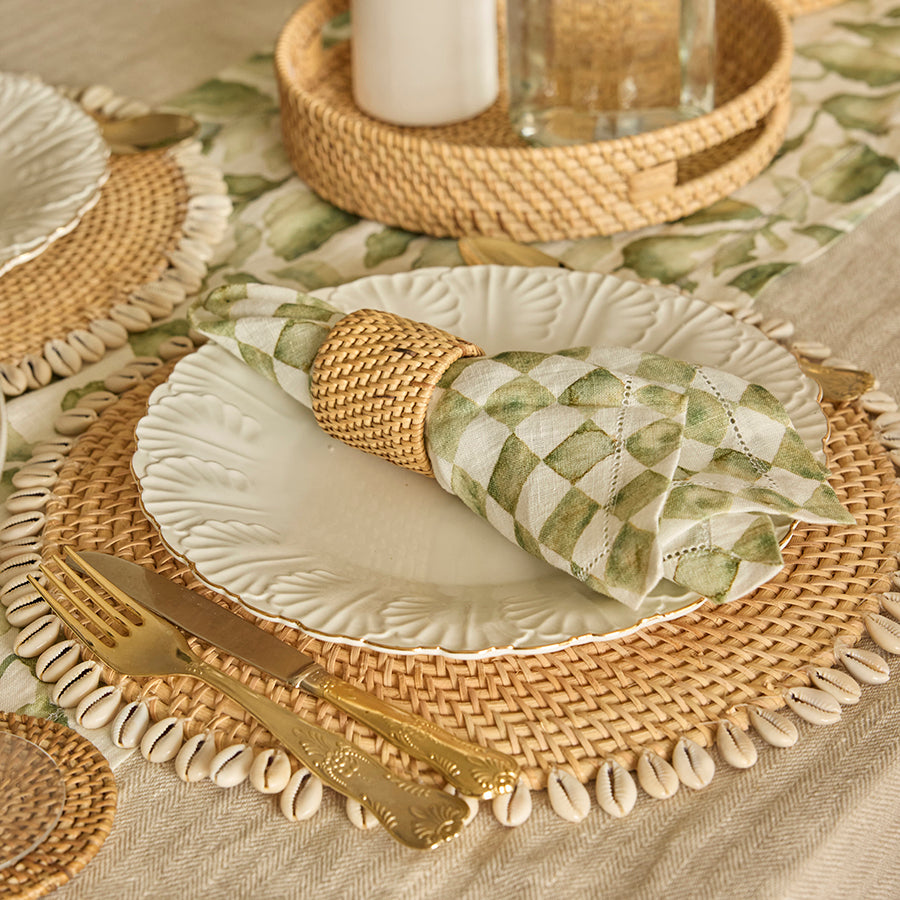 Sofia Handwoven Rattan Round Shell Placemat-Natural