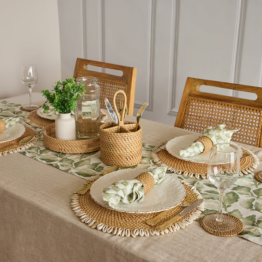 Sofia Handwoven Rattan Round Shell Placemat-Natural