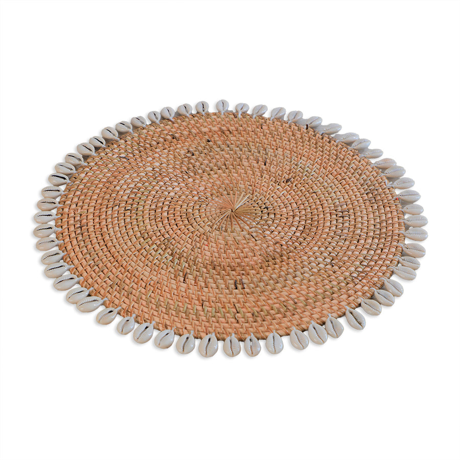 Sofia Handwoven Rattan Round Shell Placemat-Natural