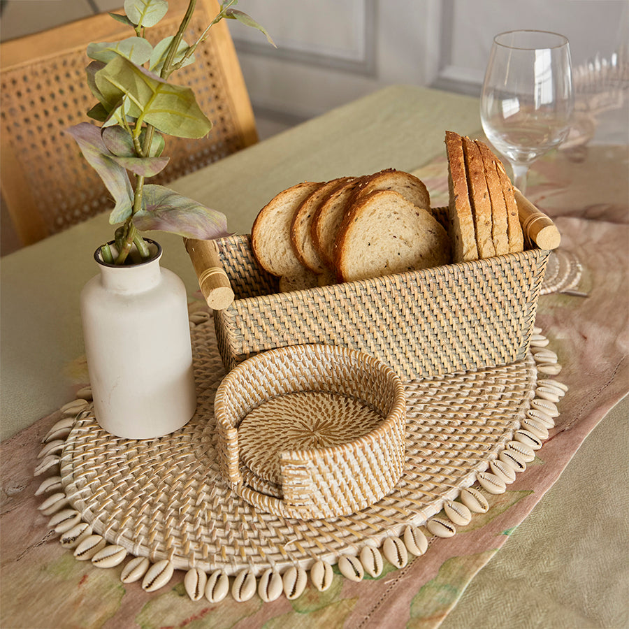 Cairo Handwoven Rattan Tray-Grey