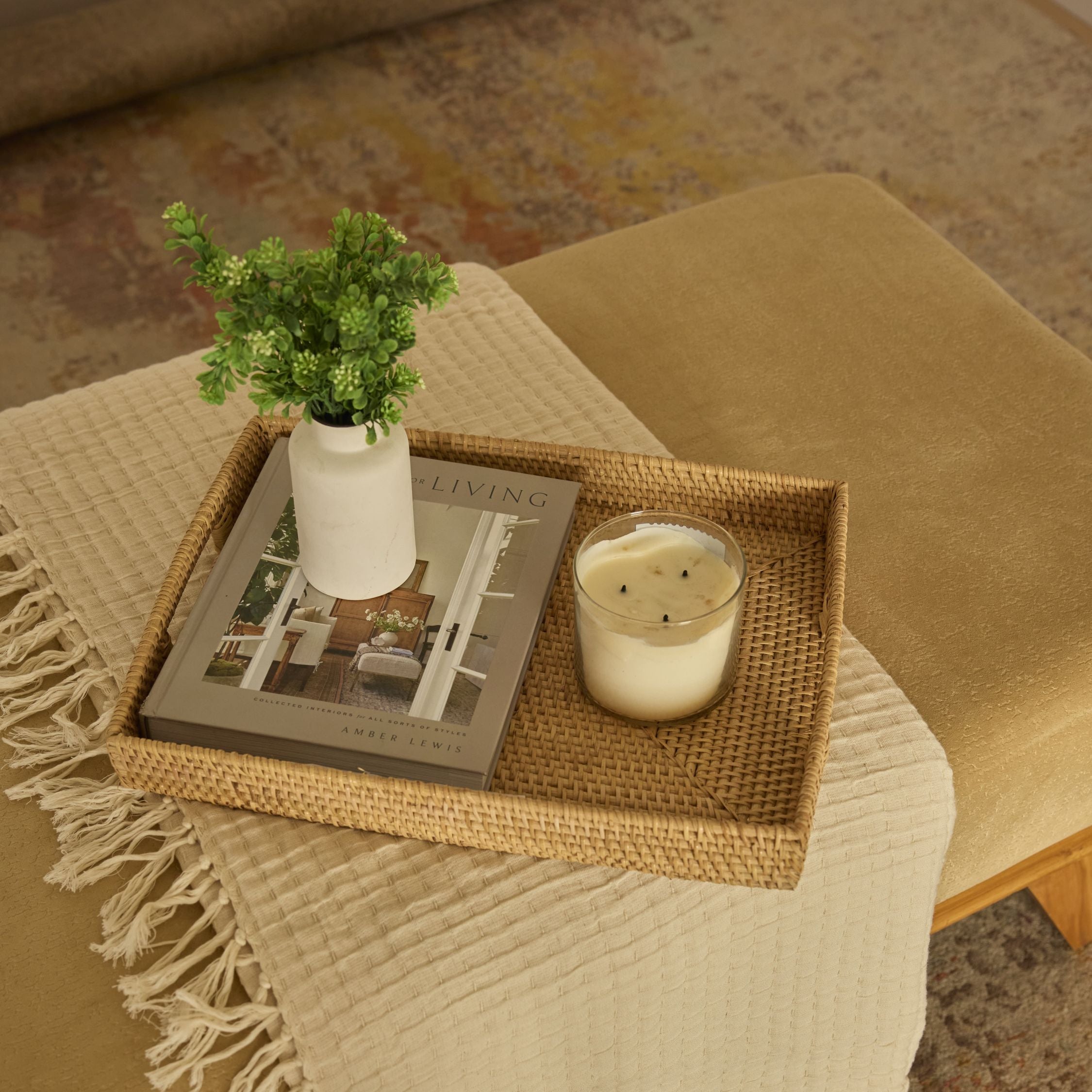 Manila Handwoven Rattan Tray-Natural