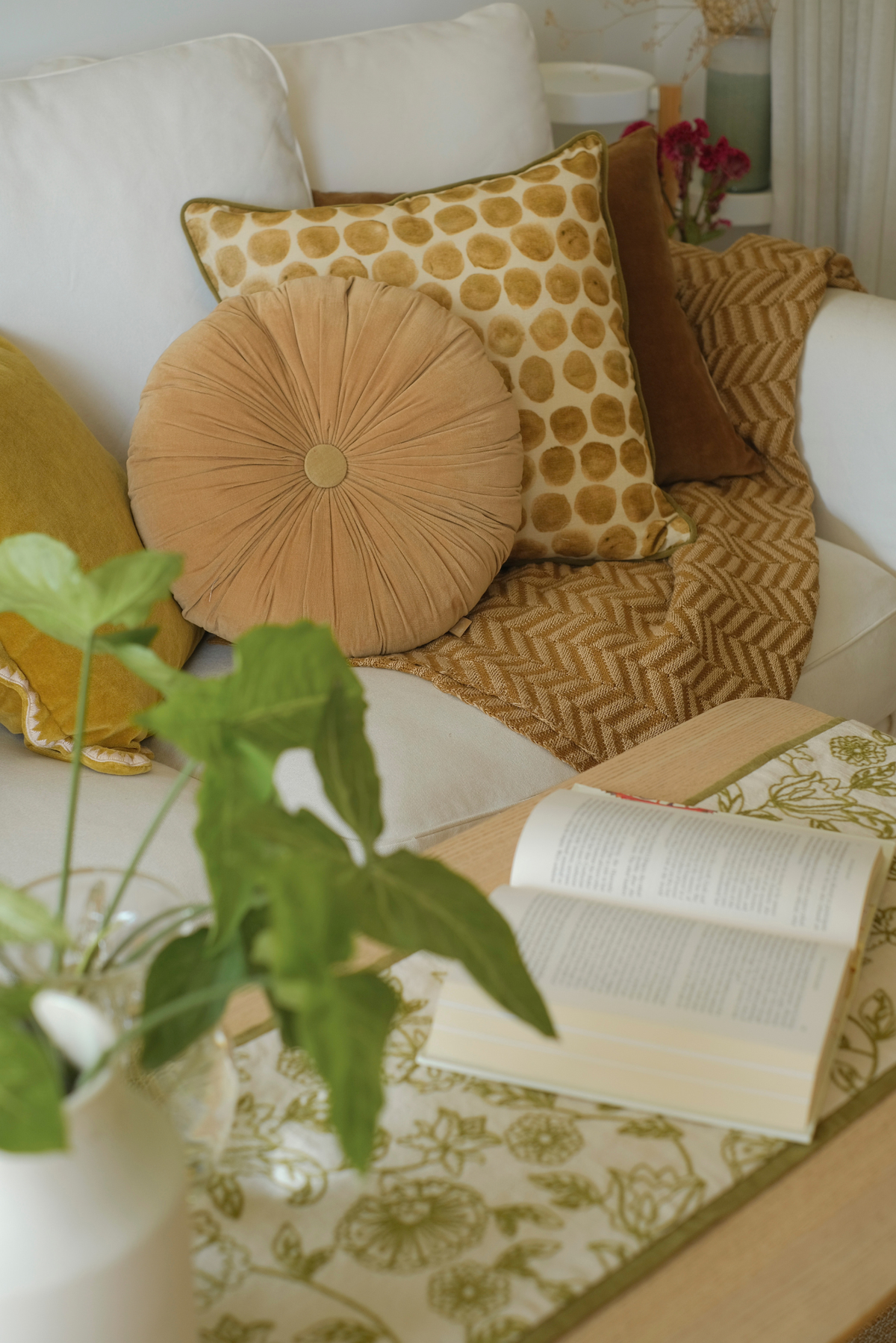 Polka Dot Olive Velvet Cushion Cover