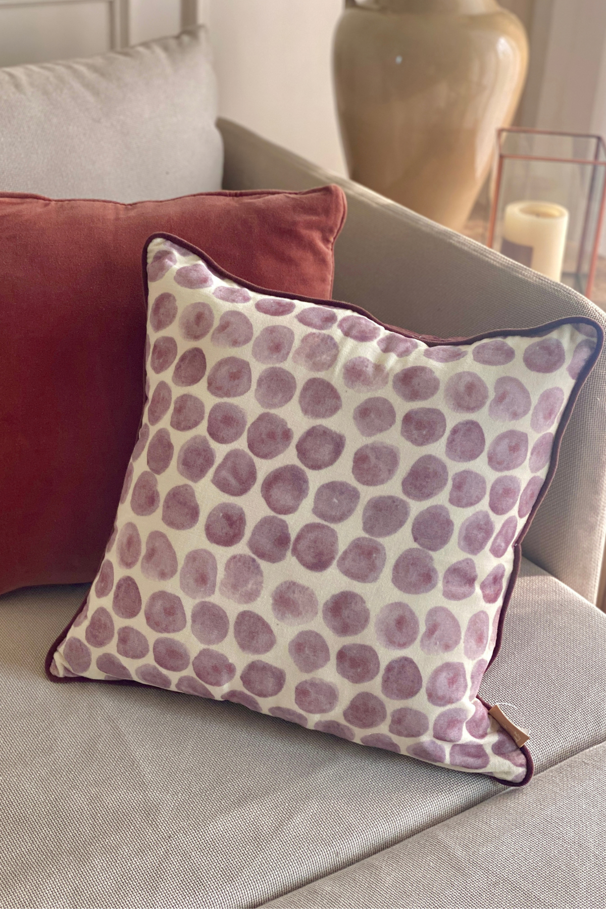 Polka Dot Lavender Velvet Cushion Cover