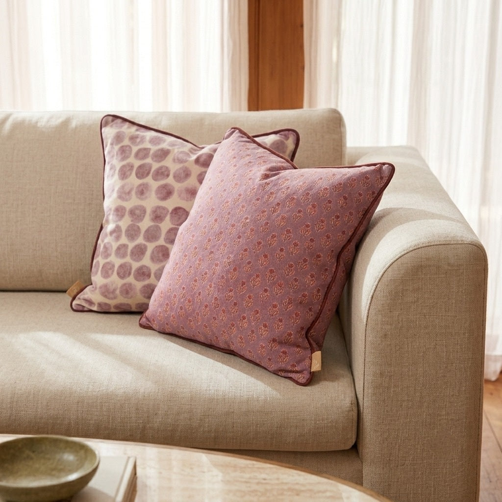 Polka Dot Lavender Velvet Cushion Cover
