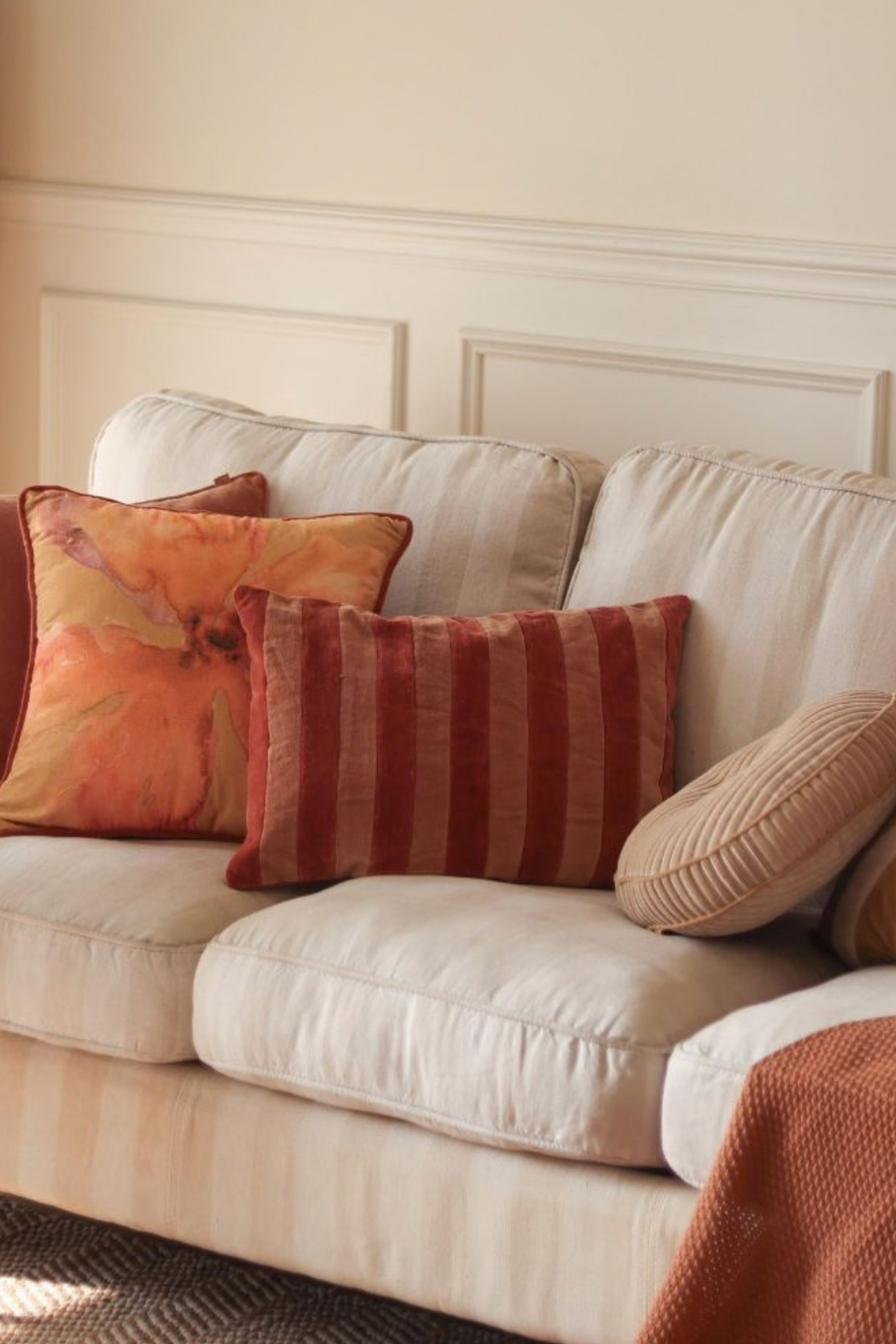 Holly Spice Velvet Stripe Cushion Cover